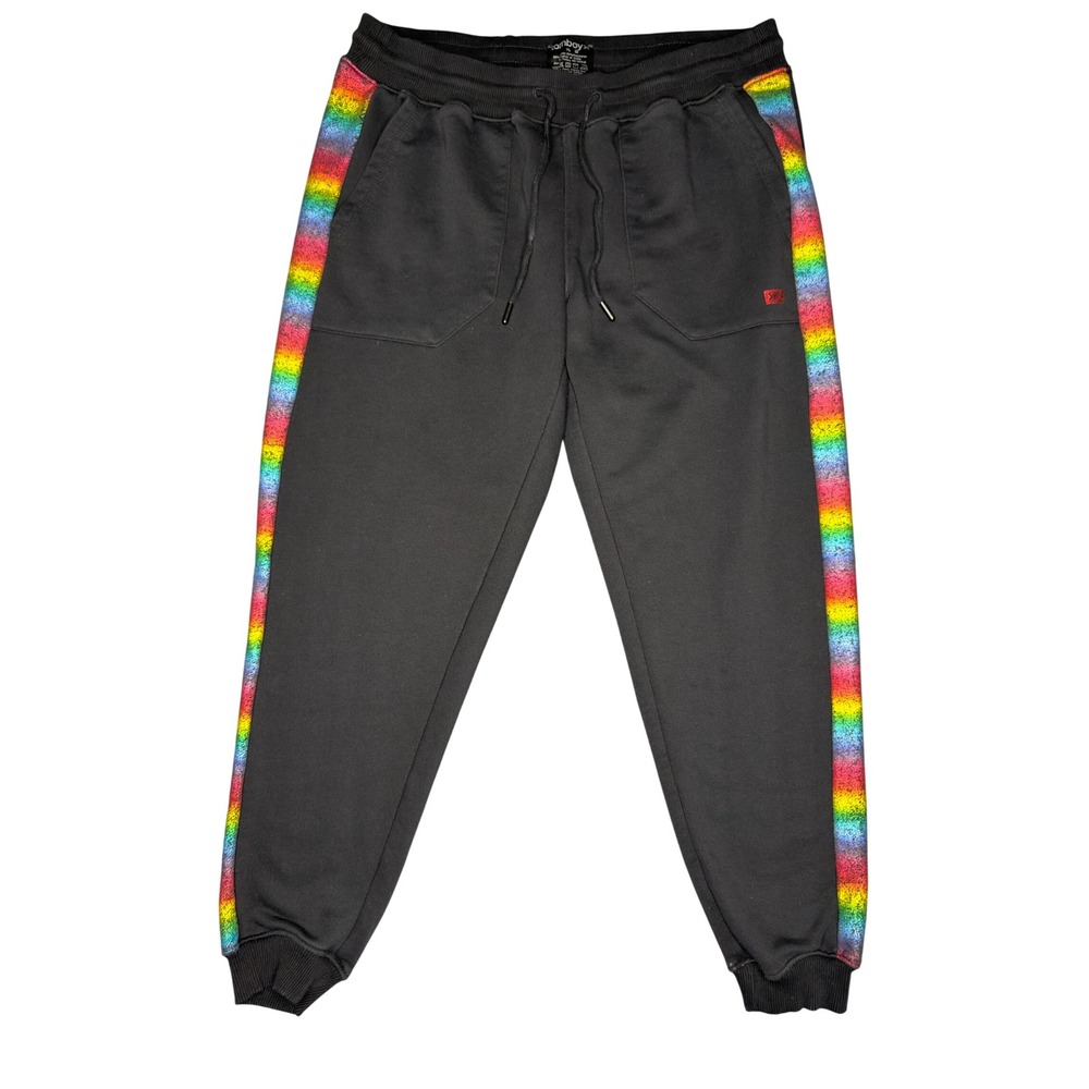 TomboyX Joggers Pride Collection XL Black Metallic Rainbow Sweatpants